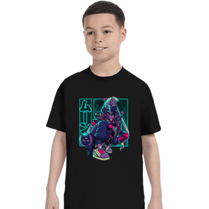 Daily_Deal_Shirts T-Shirts, Youth / XS / Black Neon Waxing Moon