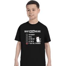 Load image into Gallery viewer, Secret_Shirts T-Shirts, Youth / XS / Black Meows Decoded