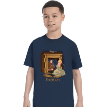 Load image into Gallery viewer, Secret_Shirts T-Shirts, Youth / XS / Navy Girl In The Fireplace
