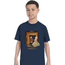 Load image into Gallery viewer, Secret_Shirts T-Shirts, Youth / XS / Navy Girl In The Fireplace