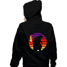 Load image into Gallery viewer, Shirts Zippered Hoodies, Unisex / Small / Black Sunset Kaiju