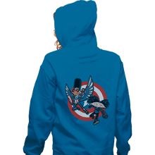 Load image into Gallery viewer, Daily_Deal_Shirts Zippered Hoodies, Unisex / Small / Royal Blue Captain Tallhair And Football Soldier