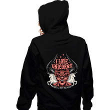 Load image into Gallery viewer, Daily_Deal_Shirts Zippered Hoodies, Unisex / Small / Black I Love Unicorns