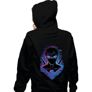 Daily_Deal_Shirts Zippered Hoodies, Unisex / Small / Black Glitch Nightwing