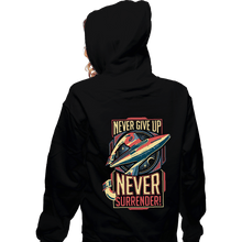 Load image into Gallery viewer, Secret_Shirts Zippered Hoodies, Unisex / Small / Black Never Surrender!