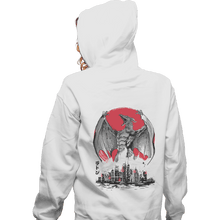 Load image into Gallery viewer, Shirts Zippered Hoodies, Unisex / Small / White Fire Pteranodon Attack Sumi-e