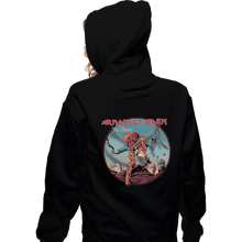 Load image into Gallery viewer, Shirts Pullover Hoodies, Unisex / Small / Black Armored Maiden