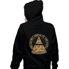Load image into Gallery viewer, Daily_Deal_Shirts Zippered Hoodies, Unisex / Small / Black Secret Order Of The Pizza