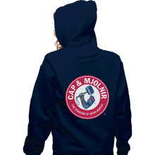 Load image into Gallery viewer, Shirts Zippered Hoodies, Unisex / Small / Navy Cap And Mjolnir