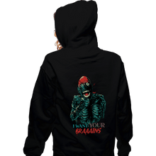 Load image into Gallery viewer, Daily_Deal_Shirts Zippered Hoodies, Unisex / Small / Black Tarman Wants Your Brains!

