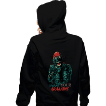 Load image into Gallery viewer, Daily_Deal_Shirts Zippered Hoodies, Unisex / Small / Black Tarman Wants Your Brains!