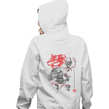 Load image into Gallery viewer, Shirts Zippered Hoodies, Unisex / Small / White Twilight Wolf Sumi-e