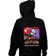 Load image into Gallery viewer, Daily_Deal_Shirts Zippered Hoodies, Unisex / Small / Black Greetings From The Asylum