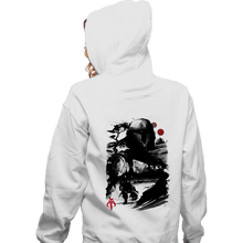 Load image into Gallery viewer, Daily_Deal_Shirts Zippered Hoodies, Unisex / Small / White The Bounty Hunter In The desert Sumi-e