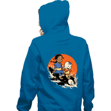 Load image into Gallery viewer, Secret_Shirts Zippered Hoodies, Unisex / Small / Royal Blue Penguin Sledding!