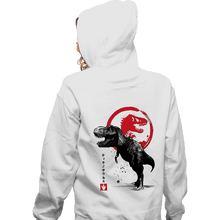 Load image into Gallery viewer, Shirts Zippered Hoodies, Unisex / Small / White Tyrannosaurus sumi-e halftones
