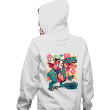 Load image into Gallery viewer, Daily_Deal_Shirts Zippered Hoodies, Unisex / Small / White Mushroom Warrior & Dinosaur