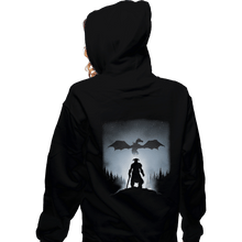 Load image into Gallery viewer, Shirts Pullover Hoodies, Unisex / Small / Black Skyrim Dragon Hunting