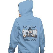 Load image into Gallery viewer, Shirts Zippered Hoodies, Unisex / Small / Royal Blue Catzilla VS King Dog