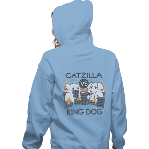 Shirts Zippered Hoodies, Unisex / Small / Royal Blue Catzilla VS King Dog