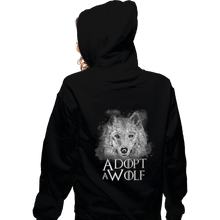 Load image into Gallery viewer, Shirts Zippered Hoodies, Unisex / Small / Black Adopt A Wolf