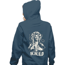 Load image into Gallery viewer, Secret_Shirts Zippered Hoodies, Unisex / Small / Indigo Blue W.W.S.D.