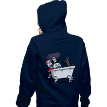 Load image into Gallery viewer, Daily_Deal_Shirts Zippered Hoodies, Unisex / Small / Navy Halloween Bathtub