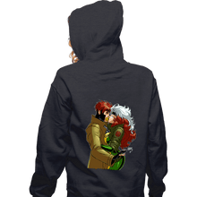 Load image into Gallery viewer, Daily_Deal_Shirts Zippered Hoodies, Unisex / Small / Dark Heather Rogue And Gambit Kiss