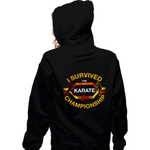 Load image into Gallery viewer, Daily_Deal_Shirts Zippered Hoodies, Unisex / Small / Black I Survived All Valley Karate