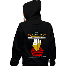 Load image into Gallery viewer, Daily_Deal_Shirts Zippered Hoodies, Unisex / Small / Black All Valley Karate