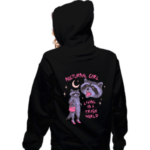 Daily_Deal_Shirts Zippered Hoodies, Unisex / Small / Black Nocturnal Girl
