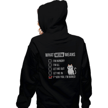 Load image into Gallery viewer, Shirts Zippered Hoodies, Unisex / Small / Black Meow Meaning