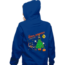 Load image into Gallery viewer, Daily_Deal_Shirts Zippered Hoodies, Unisex / Small / Royal Blue Itchy & Scratchy Christmas