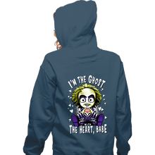Load image into Gallery viewer, Daily_Deal_Shirts Zippered Hoodies, Unisex / Small / Indigo Blue I'm The Ghost With The Heart
