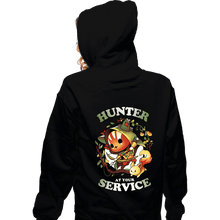 Load image into Gallery viewer, Daily_Deal_Shirts Zippered Hoodies, Unisex / Small / Black Hunter At Your Service