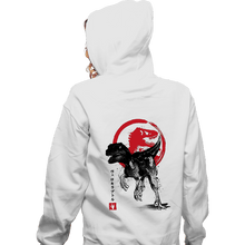 Load image into Gallery viewer, Shirts Zippered Hoodies, Unisex / Small / White Velociraptor sumi-e halftones