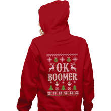Load image into Gallery viewer, Shirts Pullover Hoodies, Unisex / Small / Red OK Boomer Ugly Christmas Sweater