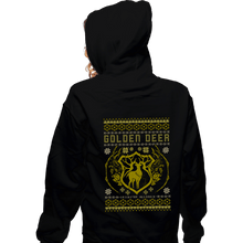 Load image into Gallery viewer, Shirts Zippered Hoodies, Unisex / Small / Black Golden Deer Sweater