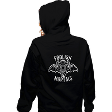 Load image into Gallery viewer, Sold_Out_Shirts Zippered Hoodies, Unisex / Small / Black Foolish Mortals
