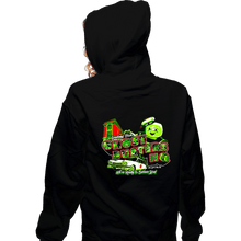 Load image into Gallery viewer, Secret_Shirts Zippered Hoodies, Unisex / Small / Black Greetings From Ghost HQ
