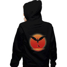 Load image into Gallery viewer, Shirts Pullover Hoodies, Unisex / Small / Black Dragon on Sunset