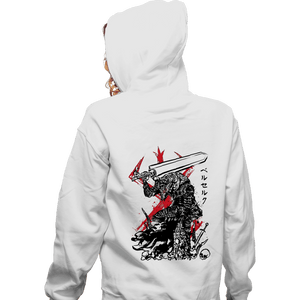 Daily_Deal_Shirts Zippered Hoodies, Unisex / Small / White Lone Swordsman sumi-e