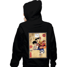 Load image into Gallery viewer, Secret_Shirts Zippered Hoodies, Unisex / Small / Black Straw Hat Captain Woodblock