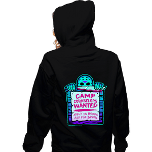 Daily_Deal_Shirts Zippered Hoodies, Unisex / Small / Black Camp Counselors Wanted