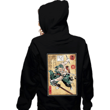 Load image into Gallery viewer, Daily_Deal_Shirts Zippered Hoodies, Unisex / Small / Black Pirate Hunter Woodblock