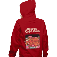 Load image into Gallery viewer, Shirts Zippered Hoodies, Unisex / Small / Red Donuts And Dragons