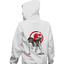 Load image into Gallery viewer, Secret_Shirts Zippered Hoodies, Unisex / Small / White Velociraptor Sumi-E