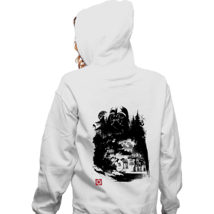 Daily_Deal_Shirts Zippered Hoodies, Unisex / Small / White Dark Lord In The Snow Planet Sumi-e