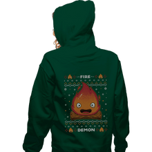 Load image into Gallery viewer, Secret_Shirts Zippered Hoodies, Unisex / Small / Irish Green Fire Demon Christmas