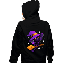 Load image into Gallery viewer, Secret_Shirts Zippered Hoodies, Unisex / Small / Black Witch Cat